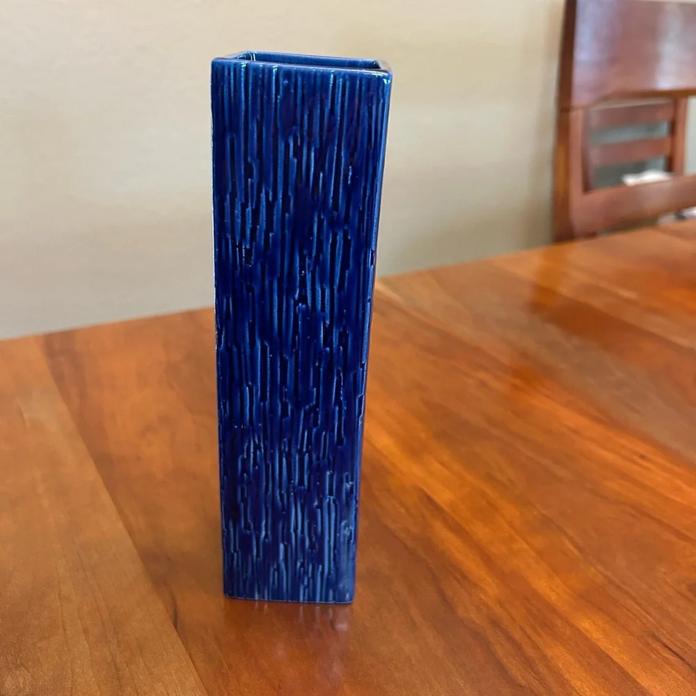 MCM Rossler Porzellan Switzerland Brutalist Cobalt Blue Textured Vase 1960’s